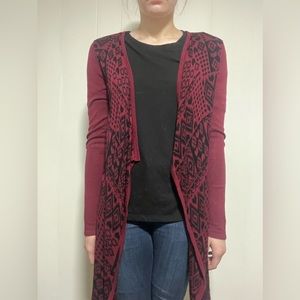 Maroon and black cardigan